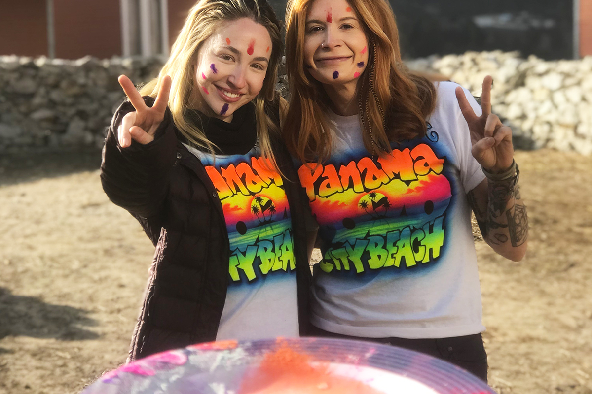 tourists celebrating holi