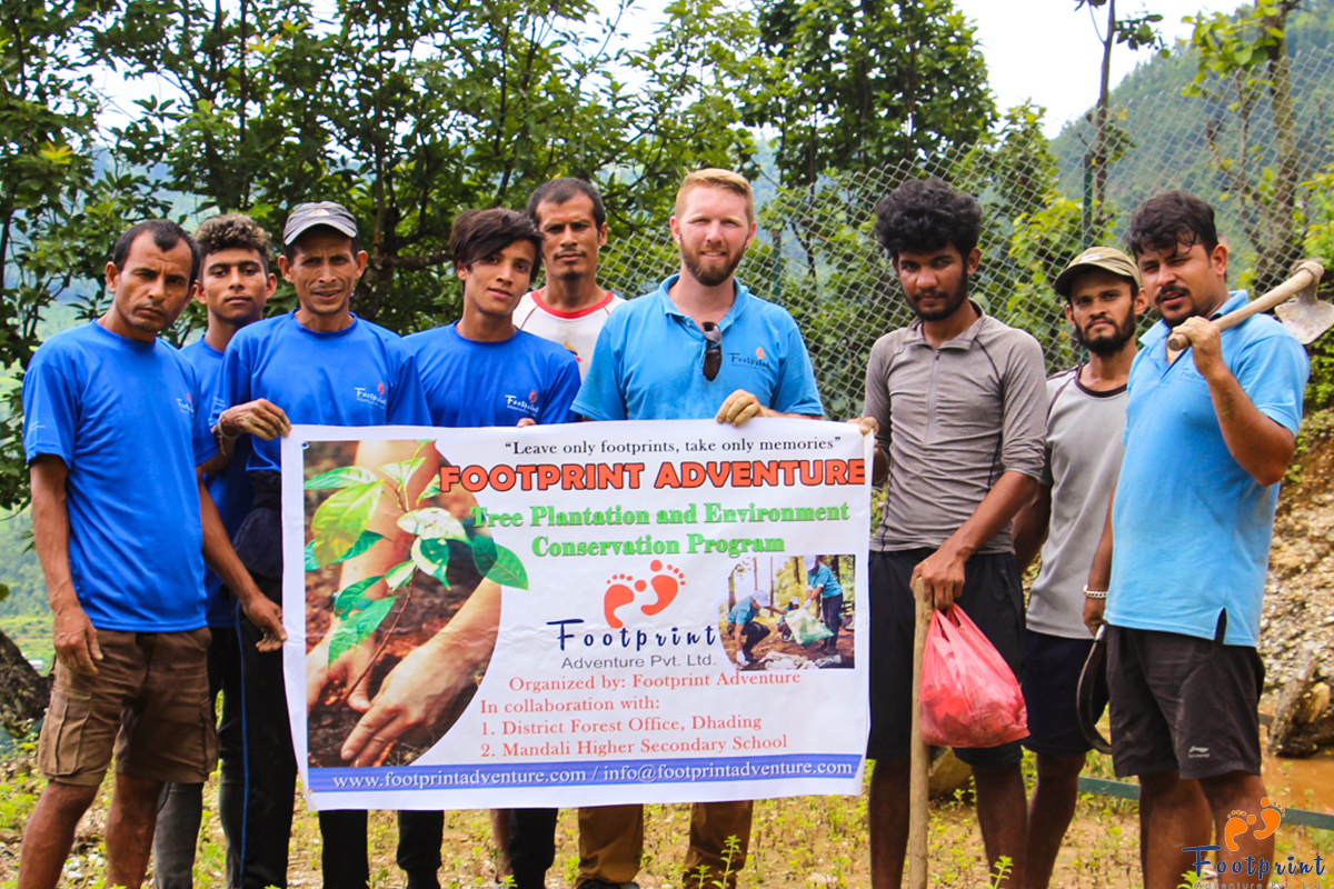 Plantation and Cleaning campaign organized by Footprint Adventure at Phulkharka