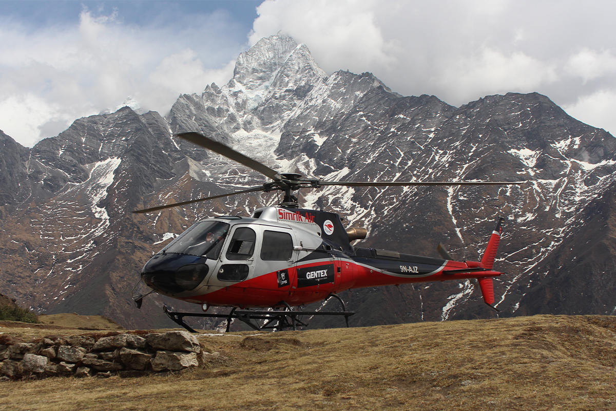 Simrik Air Helicopter during Everest Heli Tour | Footprint Adventure