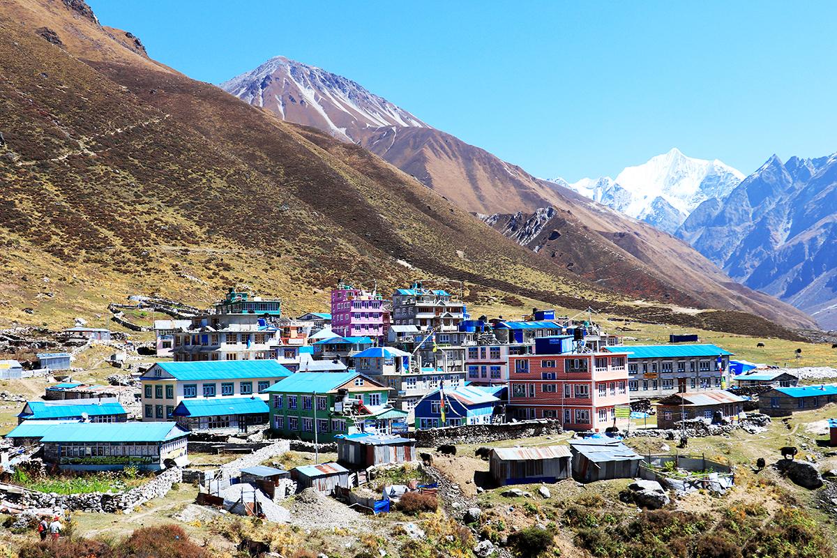 Morning mountain view from Kyanjin Gompa | Langtang Valley Trekking